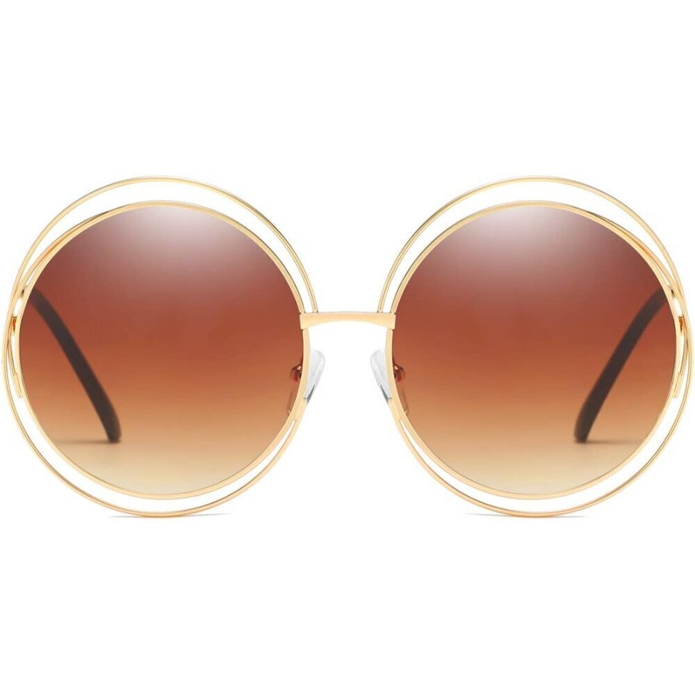 Metal Oversized Round Sunglasses Women UV400 Protection Fashion Accessories